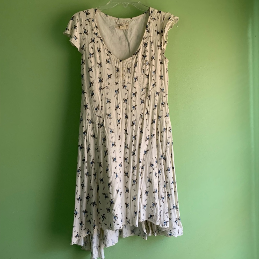 Ralph Lauren Cream and Blue Floral High Low Dress
